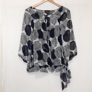 ☀️ Lane Bryant Blue & White Stripes & Dots Top Sz 14/16